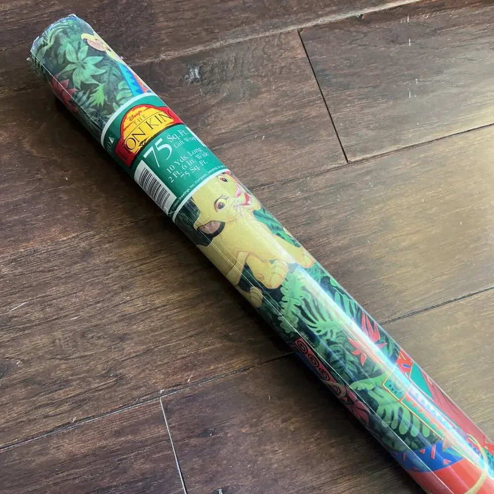 NEW Disney Lion King Grift Wrap Paper 75 Sq Mufasa Simba Vintage New Old Stuff